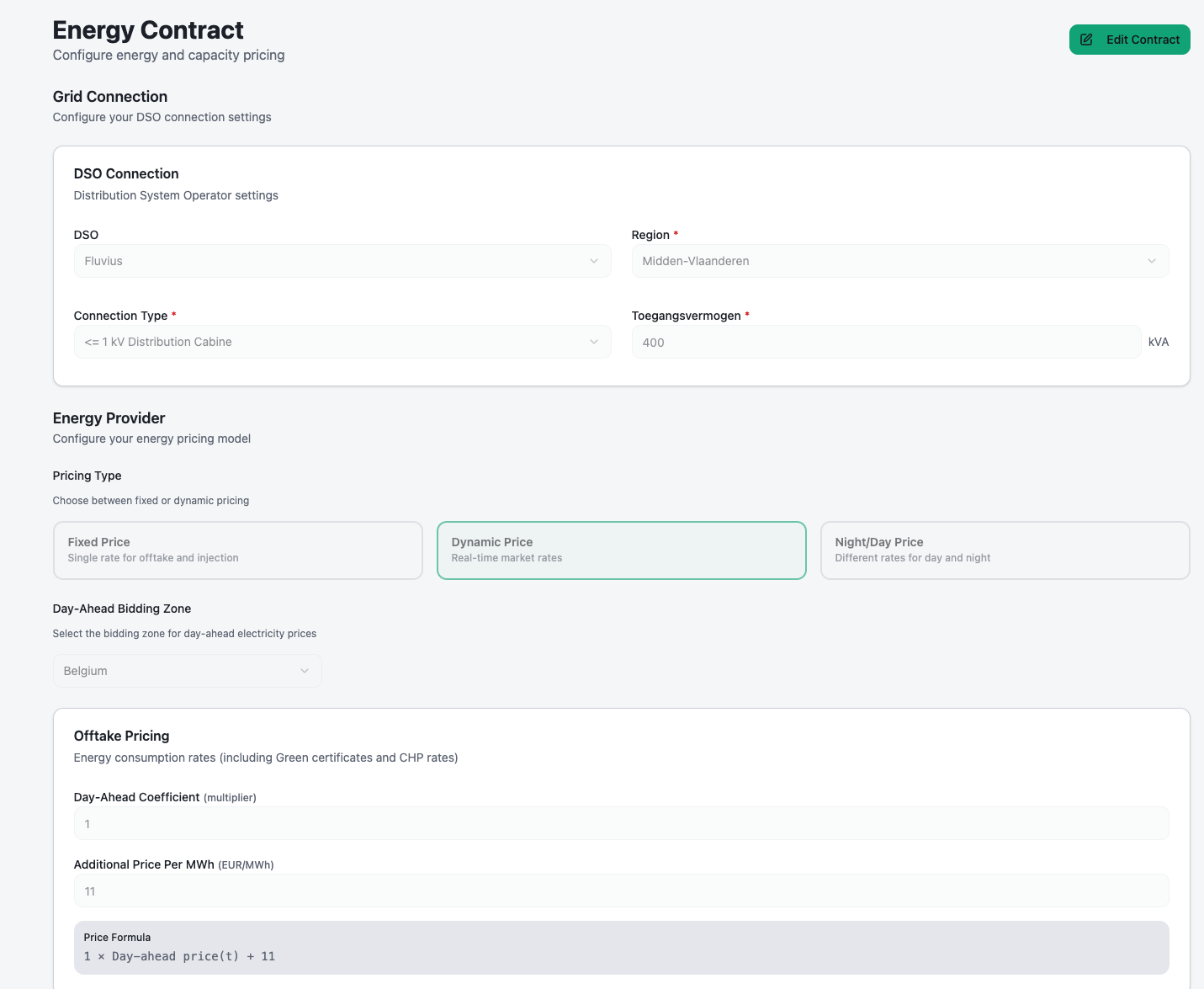 Blulinc platform, Energy contract